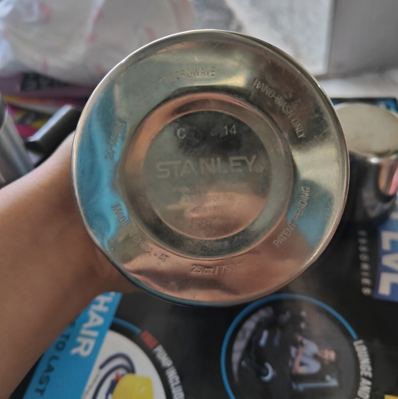 Stanley Black Thermos with Silver and Blue Accents - Picture 3 of 4